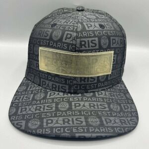 Air Jordan Paris Saint Germain Hat Men Black All Over Logo Jumpman Snap Back Cap